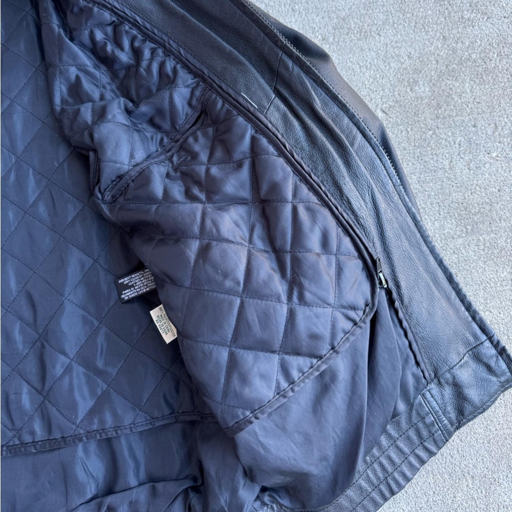 VTG 90's St. Johns Bay Black Genuine Leather Bomber Aviator Flight Jacket Coat M - Picture 9 of 13